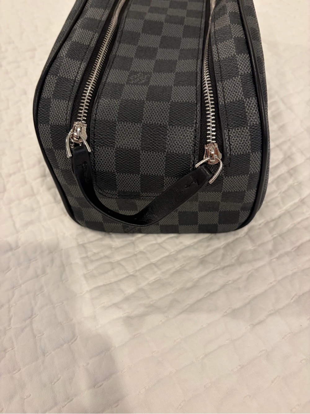 Designer-Style Black Checkered Duffel Bag with Removable Strap - Picture 8 of 8
